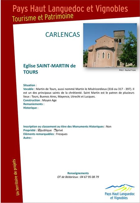 CARLENCAS Eglise SAINT-MARTIN de TOURS Situation :