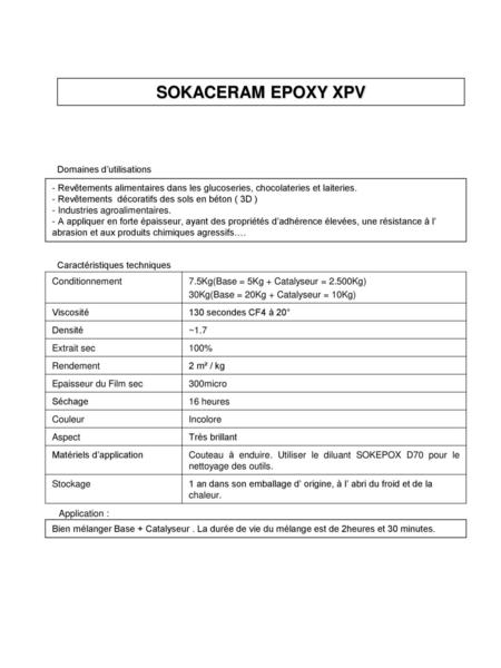 SOKACERAM EPOXY XPV Fiche Technique 1 Domaines d’utilisations