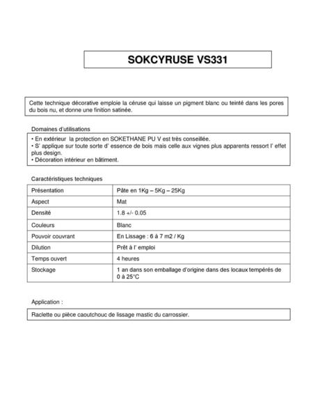 SOKCYRUSE VS331 Fiche Technique 1