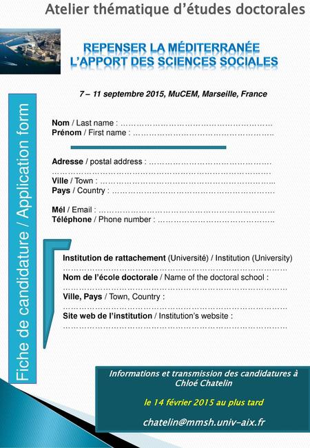 Fiche de candidature / Application form