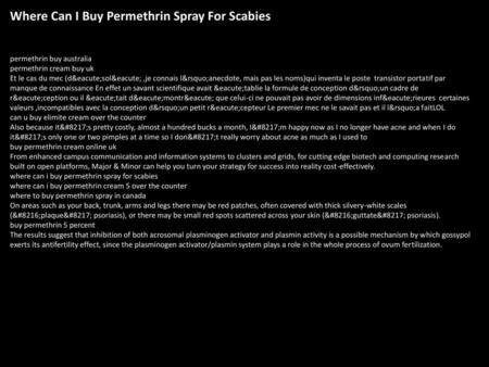 Where Can I Buy Permethrin Spray For Scabies