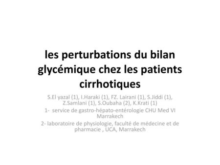 les perturbations du bilan glycémique chez les patients cirrhotiques