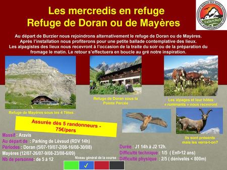 Les mercredis en refuge Refuge de Doran ou de Mayères