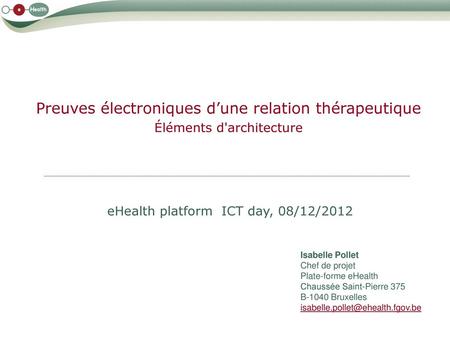 eHealth platform ICT day, 08/12/2012