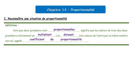 Proportionnelles multipliant divisant coefficient de proportionnalité.