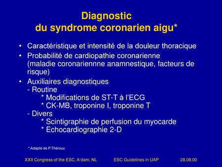 Diagnostic du syndrome coronarien aigu*