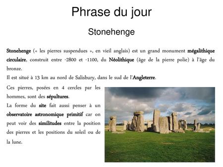Phrase du jour Stonehenge