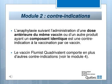 Module 2 : contre-indications