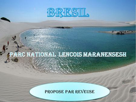 PROPOSE PAR REVEUSE Parc national Lencois Maranensesh Nord Brésil C'est l'un des endroits les plus étonnants au Brésil. On l’appelle « Feuille de Maranhao.