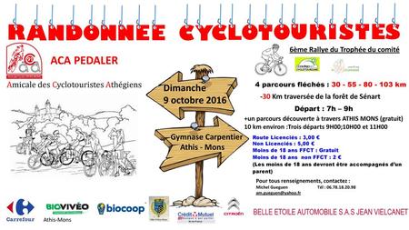 R A N D O N N E E C Y C L O T O U R I S T ES ACA PEDALER Dimanche