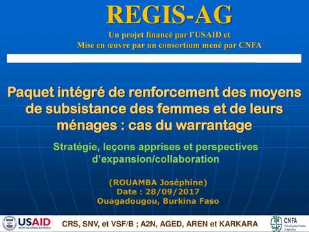 REGIS-AG Un projet financé par l’USAID et