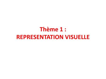Thème 1 : REPRESENTATION VISUELLE