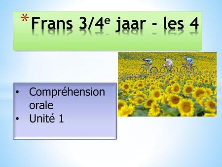 Frans 3/4e jaar - les 4 Compréhension orale Unité 1.