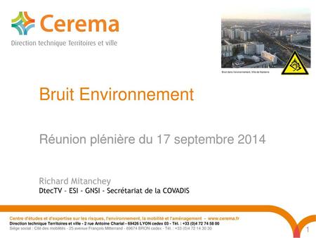 Bruit Environnement Réunion plénière du 17 septembre 2014