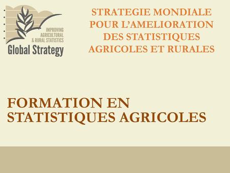 FORMATION EN STATISTIQUES AGRICOLES