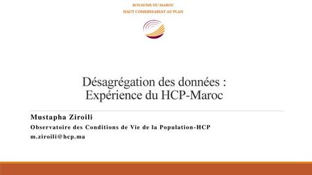 Désagrégation des données : Expérience du HCP-Maroc