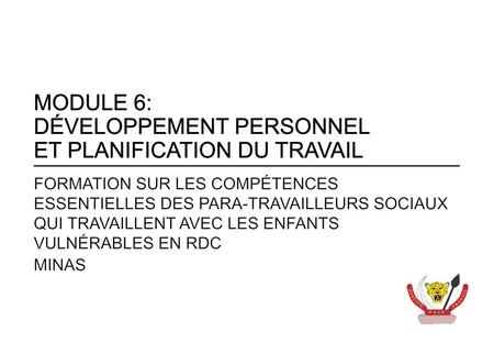MODULE 6: Développement personnel et planification du travail