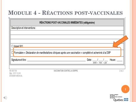 Module 4 - Réactions post-vaccinales