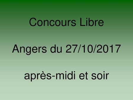 Concours Libre Angers du 27/10/2017 après-midi et soir