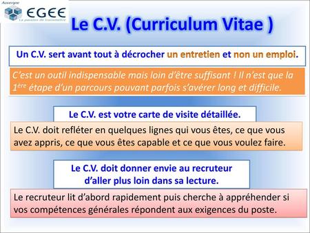 Le C.V. (Curriculum Vitae )