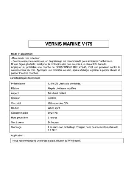 VERNIS MARINE V179 Fiche Technique ok Mode d’ application: