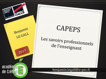 CAPEPS Les savoirs professionnels de l’enseignant