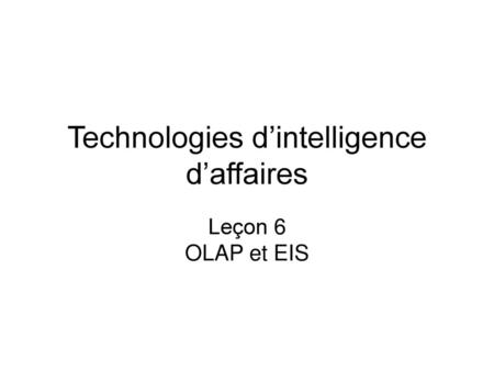 Technologies d’intelligence d’affaires