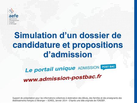 Simulation d’un dossier de candidature et propositions d’admission