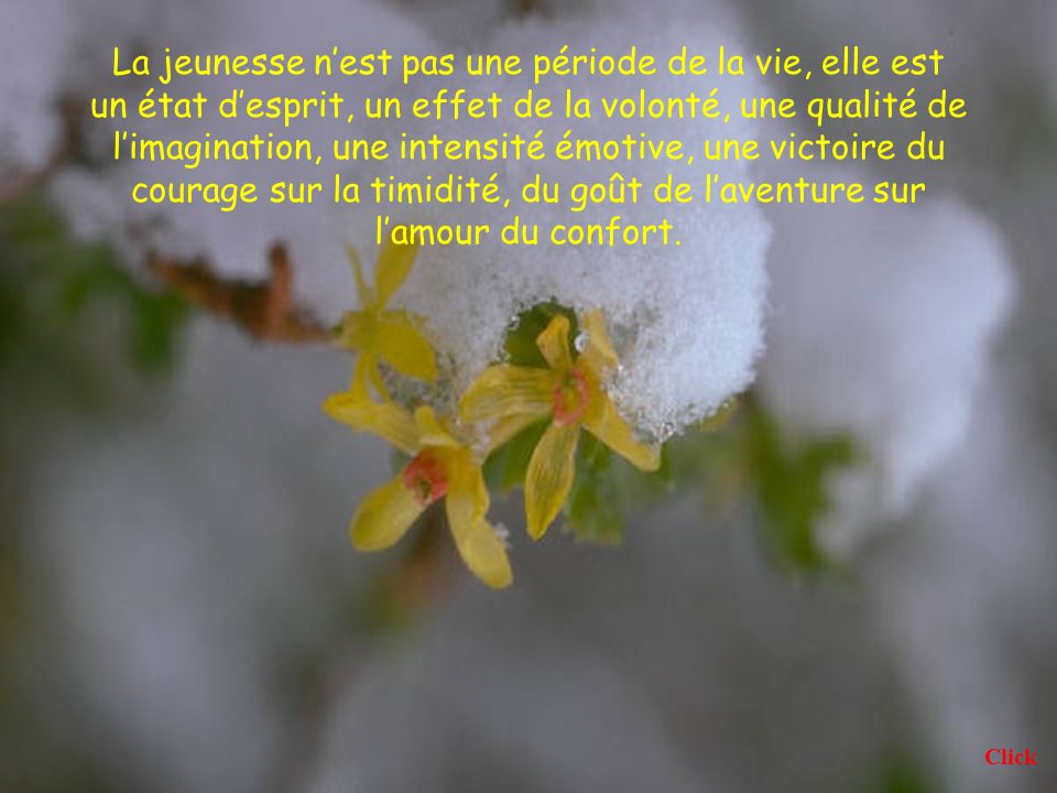 La Jeunesse N Est Pas Une Periode De La Vie Elle Est Un Etat D Esprit Un Effet De La Volonte Une Qualite De L Imagination Une Intensite Emotive Une Ppt Telecharger