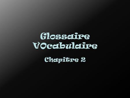 Glossaire VOcabulaire