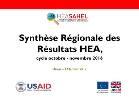 Synthèse Régionale des Résultats HEA, cycle octobre - novembre 2016