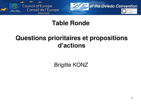 Table Ronde Questions prioritaires et propositions d’actions