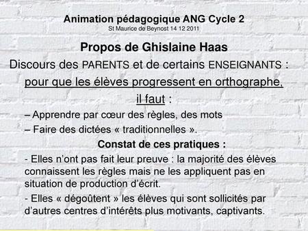 Animation pédagogique ANG Cycle 2 St Maurice de Beynost