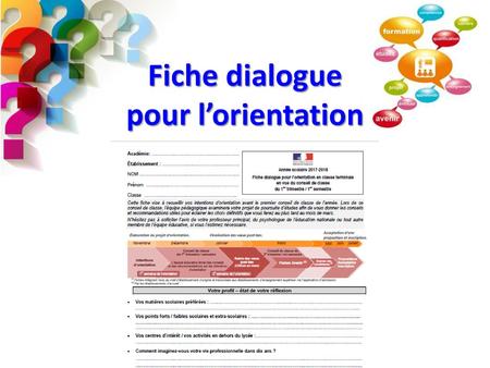 Fiche dialogue pour l’orientation