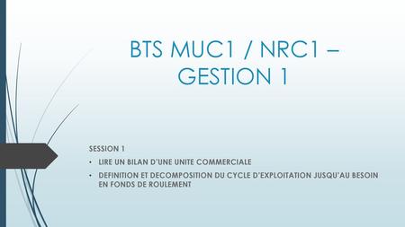 BTS MUC1 / NRC1 – GESTION 1 SESSION 1