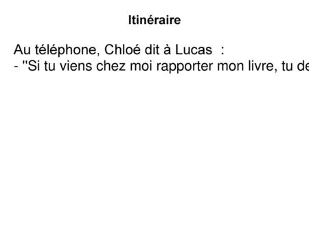 Au téléphone, Chloé dit à Lucas :