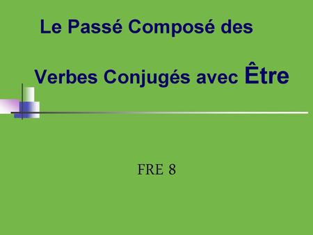 Le Passé Composé des Verbes Conjugés avec Être