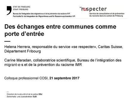 Colloque professionnel COSI, 21 septembre 2017