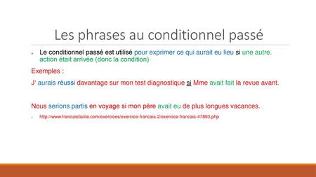 Les phrases au conditionnel passé