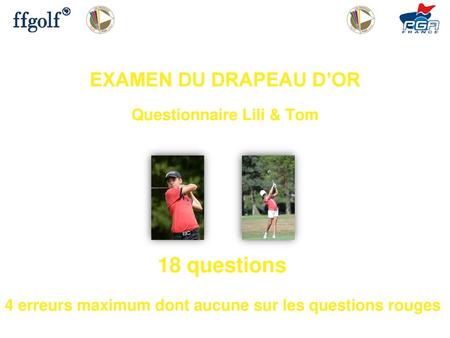 18 questions EXAMEN DU DRAPEAU D’OR Questionnaire Lili & Tom