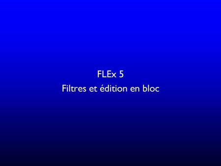 FLEx 5 Filtres et édition en bloc