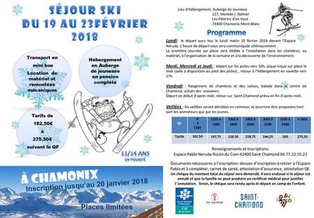 À Chamonix Séjour ski Du 19 AU 23Février 2018 Programme