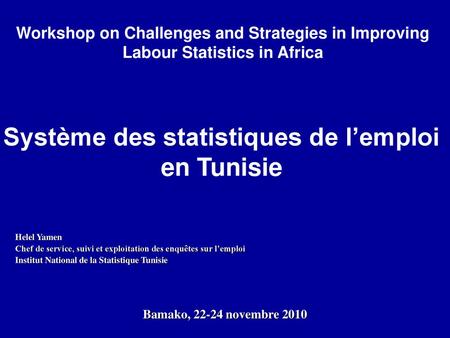 Système des statistiques de l’emploi en Tunisie