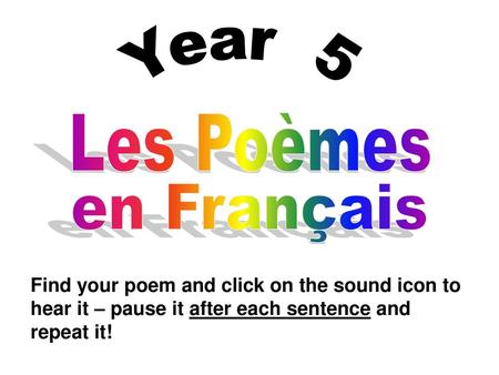 Year 5 Les Poèmes en Français