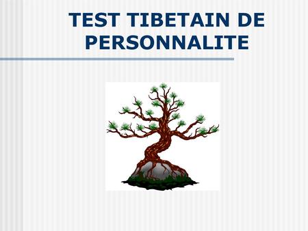 TEST TIBETAIN DE PERSONNALITE