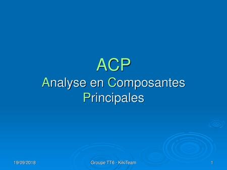ACP Analyse en Composantes Principales