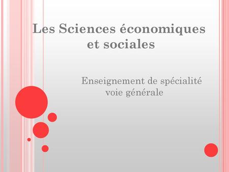Les Sciences économiques et sociales