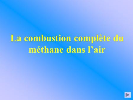 La combustion complète du méthane dans l’air