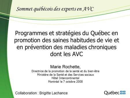 Sommet québécois des experts en AVC
