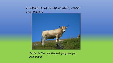 BLONDE AUX YEUX NOIRS, DAME D’AUBRAC Texte de Simone Robert, proposé par Jackdidier.